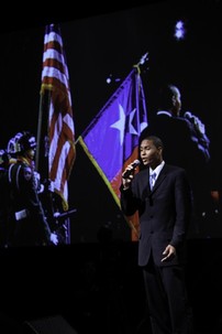 Travis Merriweather, UTSA student, performs the National Anthem at HACU’s Opening Plenary